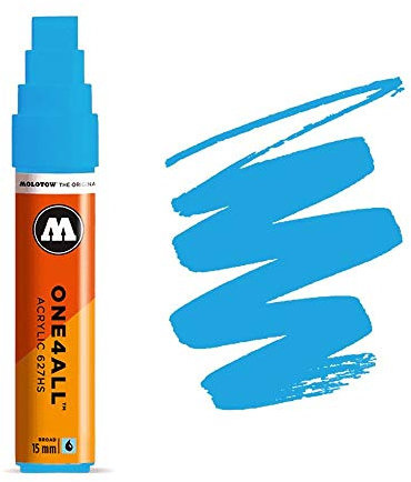 Molotow ONE4ALL Acryl-Marker, 2 mm, stoßblau, 1 Stück (127.205) Paint Marker - 15mm Shock Blue Middle