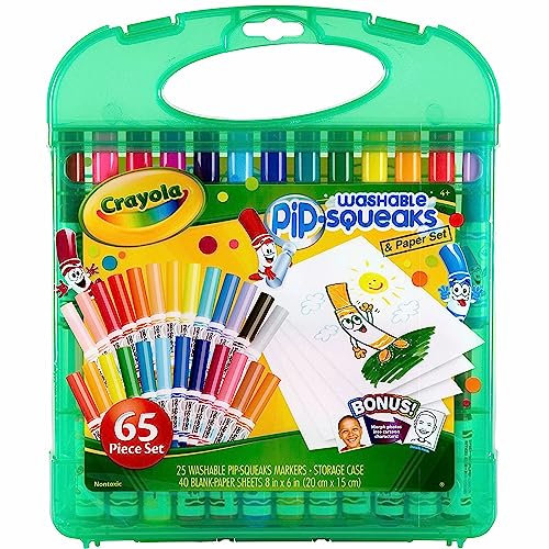 CRAYOLA Filzstift-Set für Kinder, Koffer mit 25 abwaschbaren Markern und Zeichenblättern, 65 Stück, 04-5227