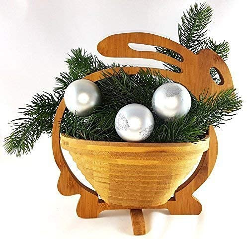 Osterhase Obstkorb Hase Osterkorb Osternest Osterhäschen, wunderschöner Klappkorb 30 x 30 cm aus Bambusholz