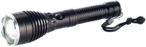 KryoLights ultrahelle Taschenlampe: Akku-Taschenlampe TRC-130 mit Cree-LED & E-Zooming, schwarz (ultrahelle LED, mit Ladegerät, aufladbare)