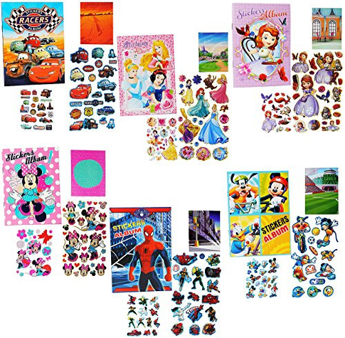 alles-meine.de GmbH Sticker & Stickeralbum - Jungen Motiv - Stickerbuch - Aufkleber - Mickey Maus/Playhouse/Spyderman/Pooh The Bär/Cars - Stickerheft Blanco mit Leere..