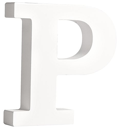 Rayher 62667000 MDF- Buchstabe P, weiß, 11 cm, Stärke 2 cm, 3D-Buchstaben Holz, Holz-Buchstaben groß