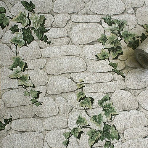 Erismann Stein Efeu 7519-2 Papier peint Motif lierre Blanc