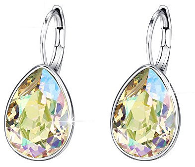 XUPING Kristall Tropfen Ohrringe für Damen Ohrringe Silber Creolen Hängend Olive Strass Hypoallergenic Jewelry