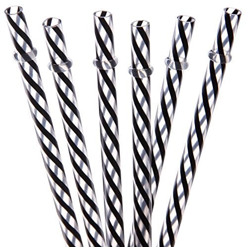 Dakoufish Lot de 12 pailles en plastique épais réutilisables sans BPA de 22,9 cm pour Mason Jar Yeti Rambler Rayures transparentes (22,9 cm, noir)