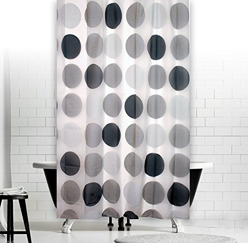 Retro PEVA Cortina de ducha gris plata 180 x 200 inkl. Ducha anillos 180 x 200 cm