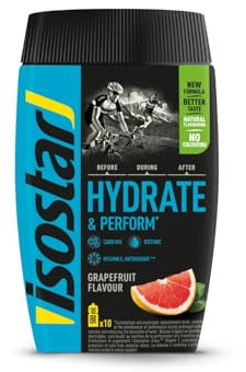 Isostar Hydrate & Perform – 400 g isotonisches Elektrolytgetränk – Elektrolytlösung zur Unterstützung der sportlichen Leistungsfähigkeit – Grapefruit