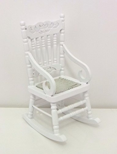 Puppenhaus Miniatur Möbel Weiß Holz Schaukelstuhl mit Sitz