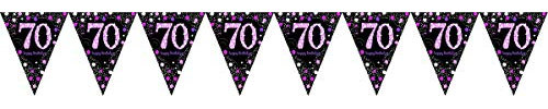 Amscan 9901740 - Wimpelkette 70 Sparkling Celebration pink Folie 396,2 x 21,5 cm, Banner, Girlande, Partykette