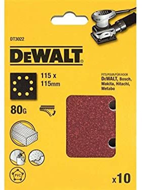Dewalt DT3022-QZ Sanding Belt K80, 115 x 115 mm, Set of 10 Pieces, red