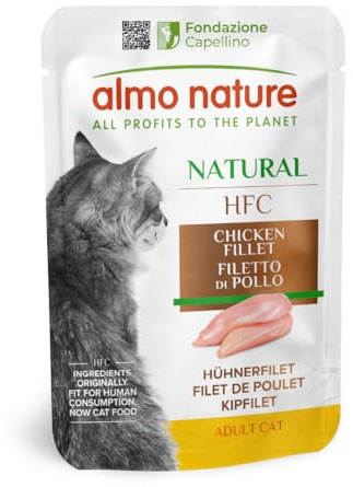Almo Nature HFC Natural - Wet Cat Food for Adult Cats - Chicken Fillet - Human-Grade, Gluten-Free, Monoproteic - 55g (Pack of 24)