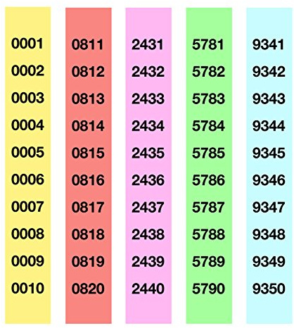 APLI 13109 -Tira rifa lluminetas del 1 al 5.000 (a-980/5)