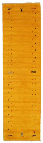 RugVista, Gabbeh Loom Frame, Teppich, Mittelflor, 80 x 300 cm, Läufer, Gabbeh, Wolle, Flur, Schlafzimmer, Küche, Wohnzimmer, Gelb, Orange