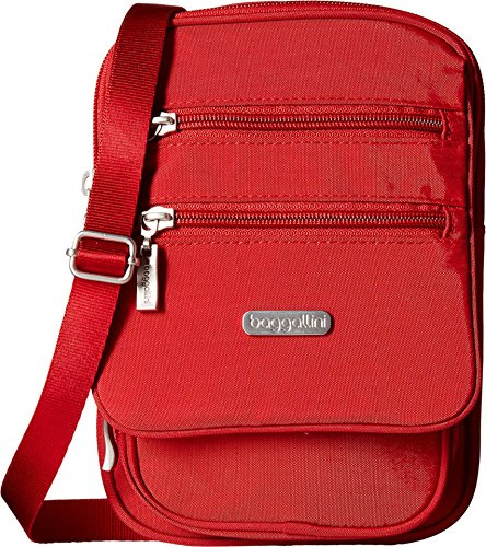 Baggallini Journey Crossbody Bags for Women 9x6 Small Lightweight Nylon Zipped Travel Safe Handbag Phone Passport Purse W/Rfid, Apple