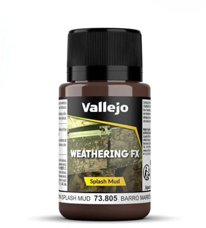 Vallejo - Weathering FX | Brown Splash Mud 40 ml. (1.35 fl.oz.) | Permanent Pigments and Water Based Acrylic Resins | Ideal for Miniatures, Scale Models & Dioramas