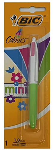 BIC 4 Couleurs Mini Stylo-Bille - Couleurs Fashion Assorties, Blister de 1