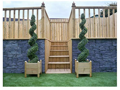 Best Artificial Pair of 5ft 150cm Boxwood Buxus Spiral Topiary Trees **UV Fade Protected**