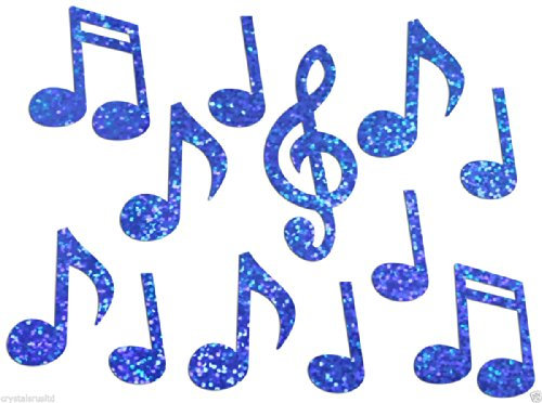 CrystalsRus Blue Music Notes Holographic Iron-On Bling Novelty DIY Party Tshirt Transfer Applique Patch