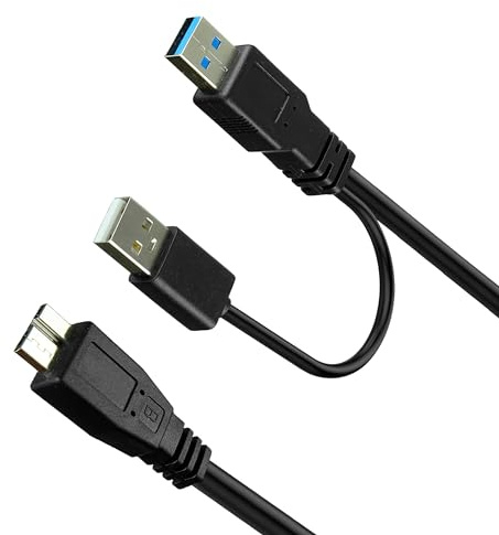SaiTech IT Cavo di trasferimento dati USB 3.0 Dual Power Y Shape da tipo A a Micro B, ad alta velocità, fino a 5 Gbps, per hard disk esterni (35 cm, 0,35 m)