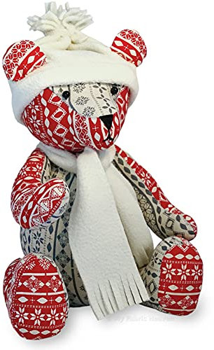 My Fabric Heaven Memory Bear 13 inch Sewing Pattern, Jingle Bear Christmas Keepsake Teddy Stuffed Soft Toy & Photo-Tutorial Booklet. Free Post
