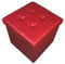 HomeHarmony Folding Storage Ottoman Seat, Stool, Toy Storage Box Faux Leather (Red Medium)
