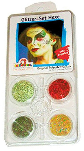 Eulenspiegel 908075 - Schmink-Set Glitzer Hexe, Glitter-Set, für Karneval, Mottoparty