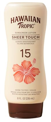 Hawaiian Tropic Sunscreen Sheer Touch Broad Spectrum Sun Care Sunscreen Lotion - SPF 15, 8 Ounce