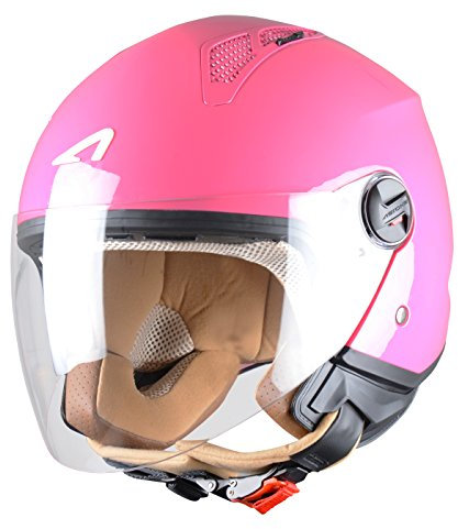Astone Helmets - MINIJET monocolor - Casque jet - Casque jet urbain - Casque moto et scooter compact - Coque en polycarbonate - Flamingo XS