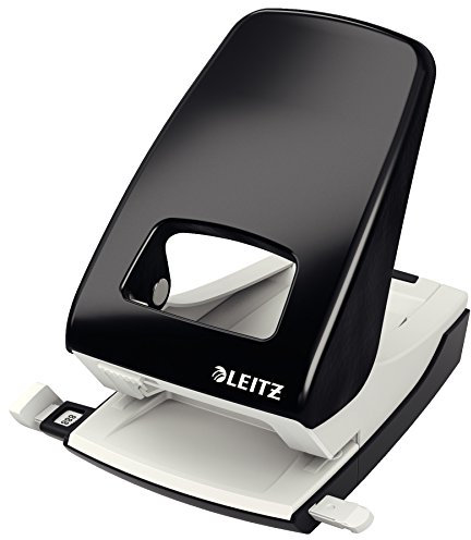 Leitz Perforatrice Sans Effort, Capacité 40 Feuilles, Noir, Métal, Réglette de Guidage avec Repères, NeXXt, 51386095