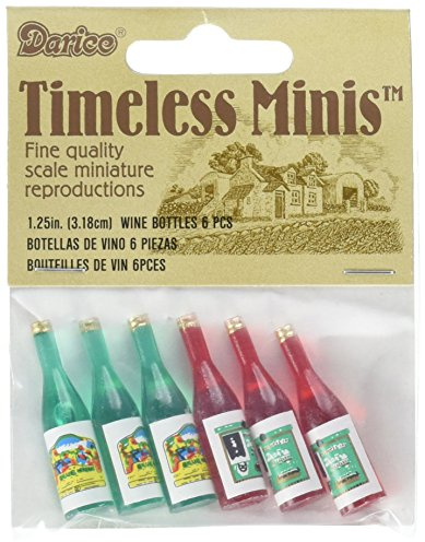 Darice 2306-15 Timeless Miniatura Botellas de vino 6 piezas, Multicolor