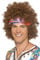 Smiffys Hippie Afro, Braun, mit Kopftuch und 60er Friedenszeichen Hippie-Medaillon