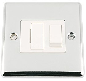 Fused Switch - Polished Chrome - Classic - White Insert Plastic Switch - 13 Amp Switched Fused Spur Unit