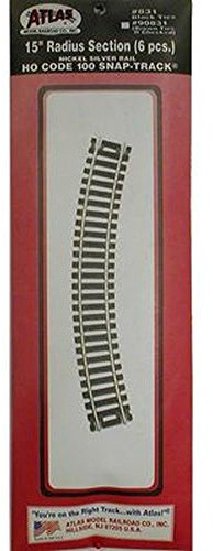 Code 100 Nickel Silver 15 Radius Snap-Track (6/Bx) HO Scale Atlas Trains by Atlas