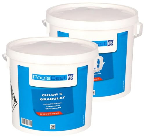 PoolsBest 10kg (2 x 5 kg) Chlor S Granulat I schnelllösliches Chlorgranulat-Pulver mit 56% organischem Aktiv-Chlor I Schnellchlor-Granulat zur Poolreinigung I pH-neutrale Stoßchlorung