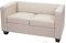 Mendler 2er Sofa Couch Loungesofa Lille - Leder, Creme