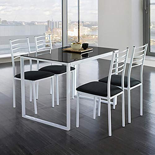 Kit Closet Conjunto Noa de Mesa de Cocina + 4 sillas Cristal Negro