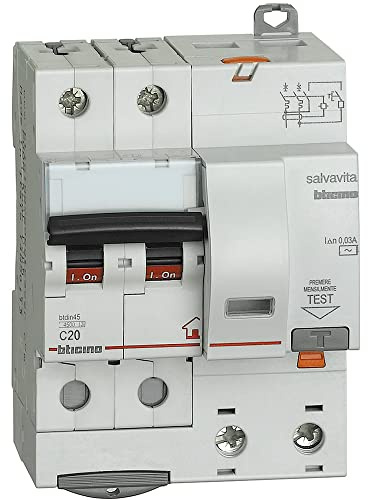 BTicino GC8230AC20 Interruttore Magnetotermico Differenziale BTDIN-RS 2P Tipo AC 20A