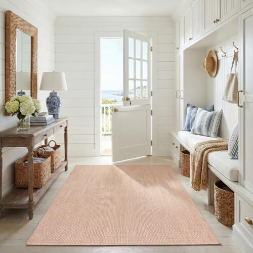 SAFAVIEH Washable Rug Outdoor Courtyard Collection - 5'3 x 7'7, Natural & Cream, Non-Shedding & Easy Cleaning, Ideal for Patio, Backyard, Mudroom (CY8521-03012)