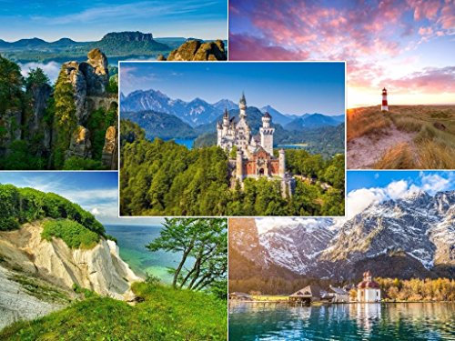 EDITION COLIBRI Landschaftskarten-Set: 50 Postkarten (5 Motive x 10 St.), Deustchland für Postcrossing, Vielschreiber, Postkarten für Kinder/Freunde, Motivationskarten, Coachingkarten (10721-25)