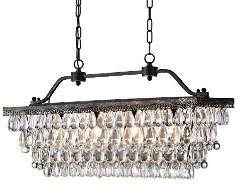Edvivi Glam Lighting Kronleuchter mit 4 Lampen, Antik-Bronze, rechteckig