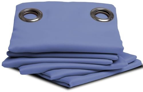MOONDREAM FireControl™ Feuerfester Vorhang 2in1 | Zertifiziert | Verdunkelung | EU Herstellung | Ösen | Blau MC666 | 140B x 260H cm