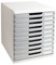 Exacompta 302041D Ablagebox Modulo mit 10 Schubladen für DIN A4+ Dokumente. Belastbare Schubladenbox mit hoher Kapazität für mehr Platz auf dem Schreibtisch grau/steingrau