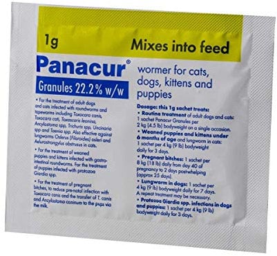 Panacur 22% Granules for Cats & Dogs, 1g, 3 sachets