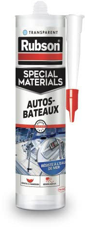 Rubson Mastic Special Materials Autos-Bateaux, mastic Transparent à base de silicone pour collages et réparations, mastic étanche pour nombreux matériaux, 280 ml