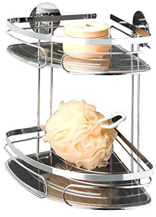 Maximex TurboFIX Edelstahl Eckregal 2 Ablagen - 2 Ablagen, Edelstahl rostfrei, 20.5 x 30 x 20.5 cm, Glänzend