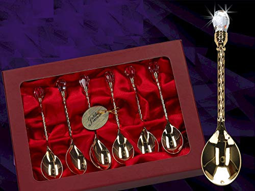 GERMANY CRYSTAL TEMPTATIONS - Set von 6 Tee oder Kaffee Löffel mit weißen Swarovski-Kristallen