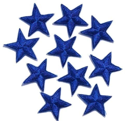 Blue Star Patches > Pack of 10 > Embroidered > Iron-on > 1 (25mm) Hand Finished