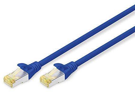 DIGITUS Câble LAN Cat 6A - 0,5m - RJ45 Câble réseau - S/FTP Blindé - Compatible Cat-6 & Cat-7 - Bleu