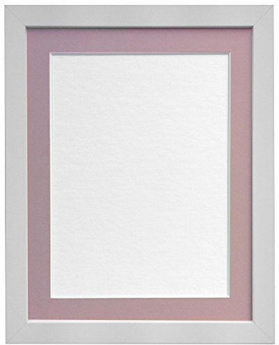 Frames By Post H7 Bilderrahmen 25 mm weiß mit schwarz, weiß oder elfenbeinfarben, MDF, Halterung rosa, 40 x 30 cm. Fotogröße 30 x 25 cm