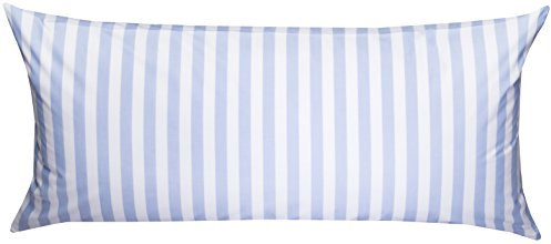 Mako Batist/Mako Perkal Landhaus Bettwäsche Streifen Oslo gestreift (40 cm x 80 cm Kissen, Blau - Streifen)